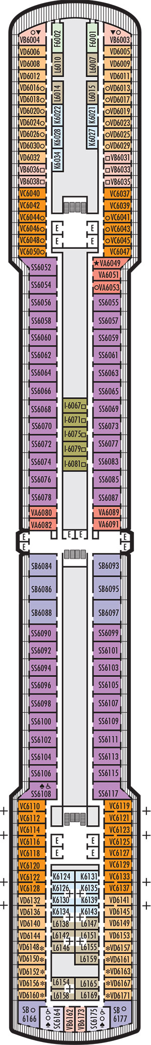 Westerdam Deck 6 - Up Veranda Deck deck plan