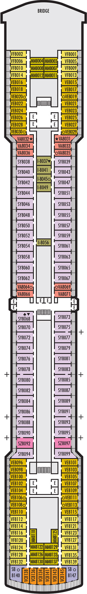 Westerdam Deck 8 - Navigation Deck deck plan