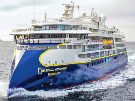 National Geographic Endurance expedition ship powering through open sea